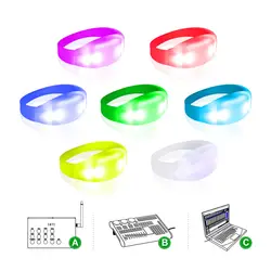 Luminous Silicone Glowing DMX Wristband, Sem fio, Interactive Light Up, Pulseiras LED personalizadas, Brinde promocional, Eventos