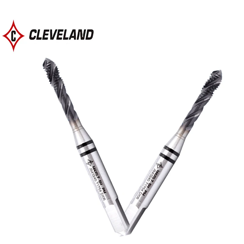 CLEVELAND HSS-PM مع JP دوامة مخدد الحنفية M2 M2.5 M3 M4 M5 M6 M8 M10 M12 M14 M16 آلة المسمار الموضوع الصنابير للفولاذ المقاوم للصدأ