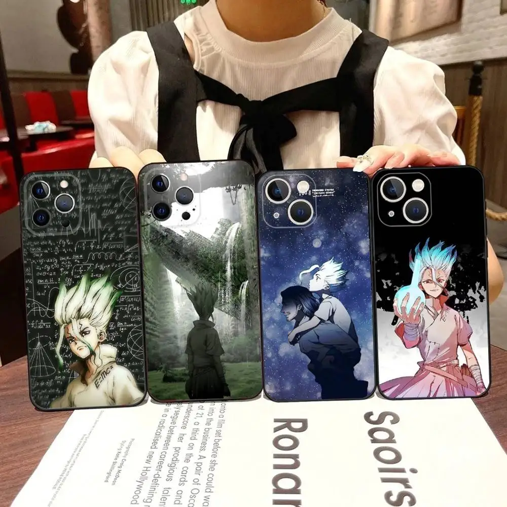 

Dr S-Stone Ishigami Senku Phone Case For iPhone 16,15,14,13,12,11,Pro,X,XS,Max,XR,Plus,Mini Black Soft Silicone Case