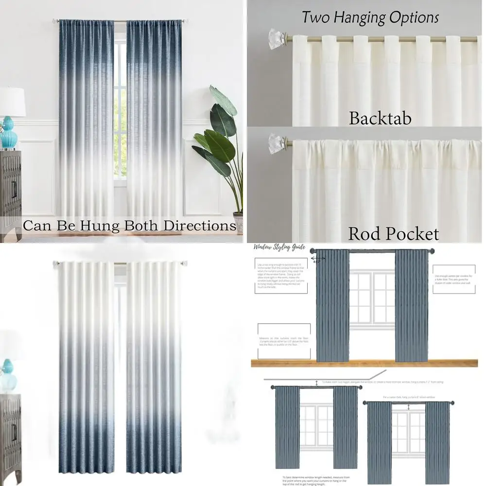 

Льняные шторы с эффектом омбре в градиентном кремовом цвете от индиго, 50х95, набор из 2 шт. для гостиной/спальни