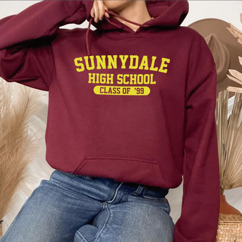Толстовка с капюшоном Sunouvreale High School Class of '99 Баффи Рубашка «Истребительница вампиров» Эстетическая рубашка Sun Bosnaale Рубашка унисекс с длинными рукавами Толстовки