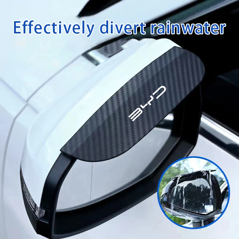 Suitable for BYD F3 E6 Yuan Plus Atto F0 G3car rearview mirror carbon fiber pattern rainproof eyebrow and rain shield decoration