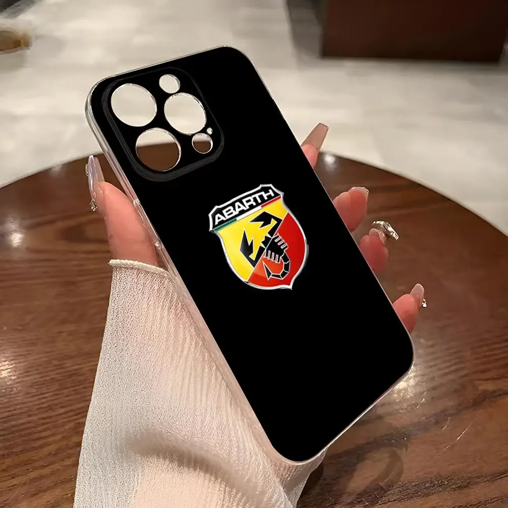 Abarths เคสโทรศัพท์ลายรถแข่งสำหรับ iPhone 14Pro 16 15 11 12 14 PRO MAX MINI 8 PLUS XR XS SE2020ฝาครอบใส