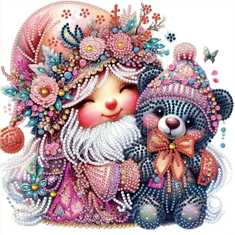 

CHENISTORY 5D DIY Partial Special Shaped Handmade Diamond Painting Dwarf and Bears Kit Diamond Painting Kit Cute Bedroom Decor