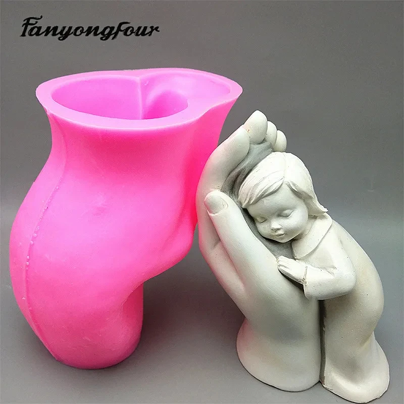 

New! God Hand Girl Dropping Glue Mold DIY Handmade Gypsum Resin Concrete Doll Decorative Ornament