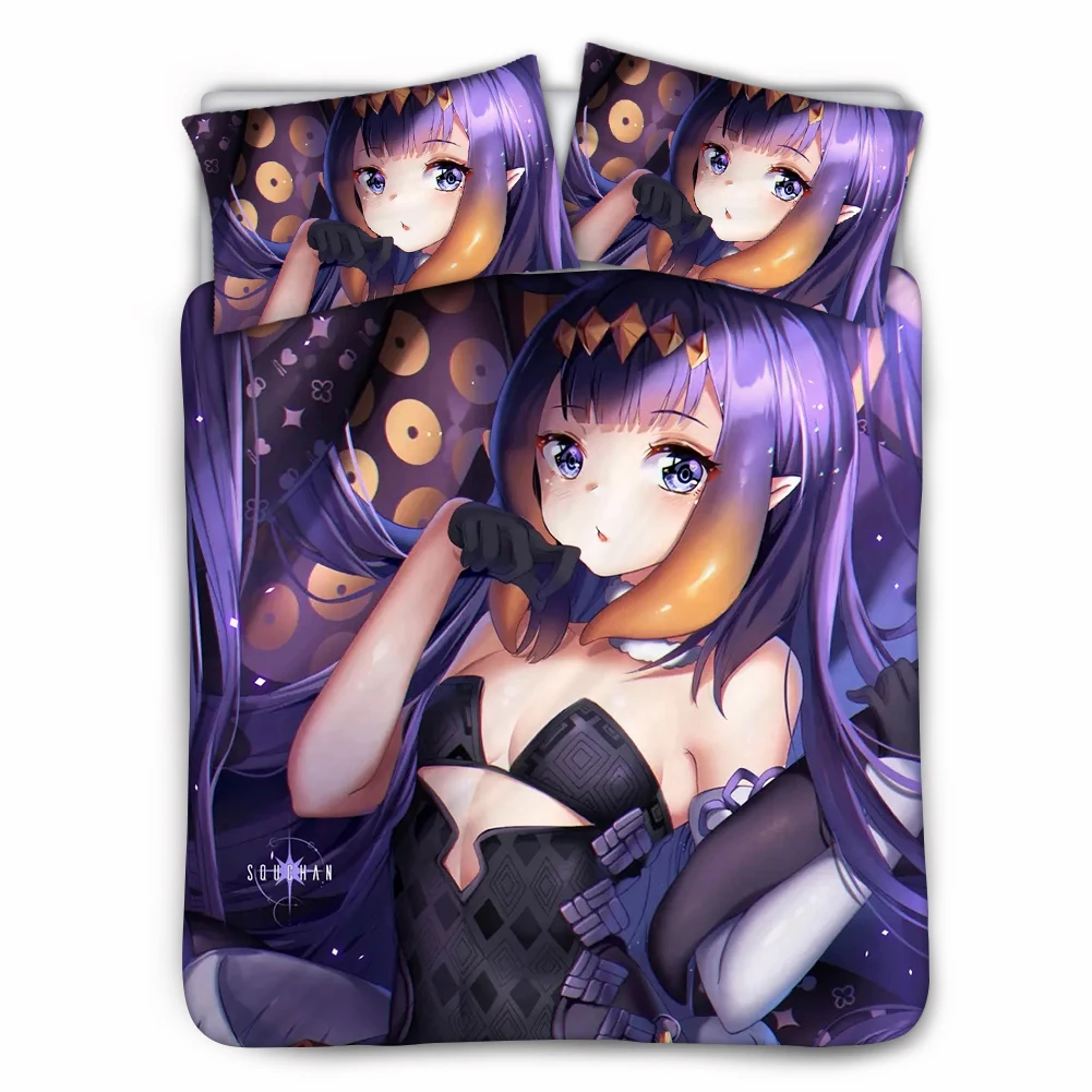 

Anime Hololive EN Gawr Gura 3D Printed 2/3PCS Bedding Set Duvet Covers Pillowcases Comforter Bedding Set Bedclothes Bed Linen
