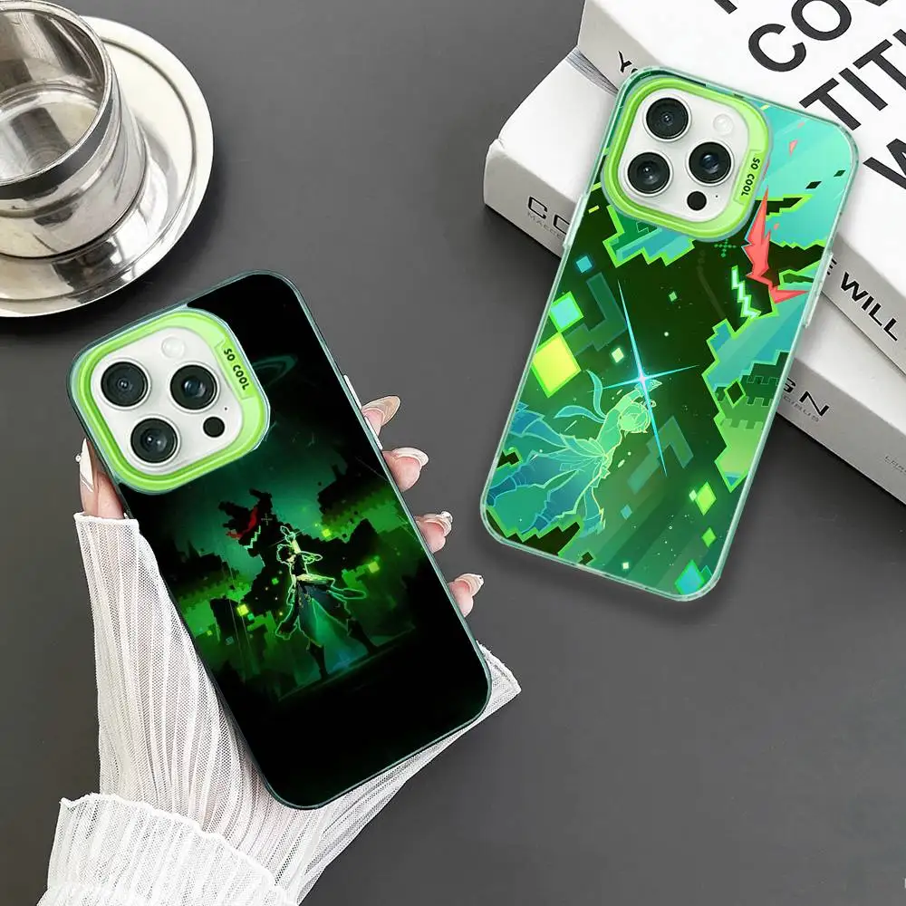 

G-Genshin Impact Kinich Phone Case For iPhone 16,15,14,13,12,11,Mini,Pro,MAX Green Matte Shockproof Cover