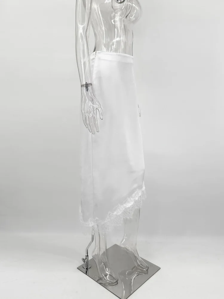 Tossy White Lace Patchwork Long Skirt For Women Slim High Waist Elegant Commute Printed Party Looks Clothes Female Maxi Skirts