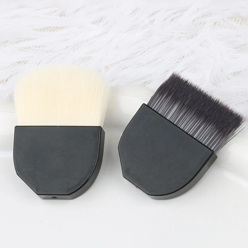 1 Uds. Cepillo de base ultrafino de una línea, cepillo para máscara en forma de media luna, mango corto, cerdas suaves y esponjosas, herramienta de belleza profesional