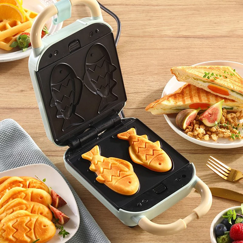 650W Electric Sandwich Maker Multifunction Waffle Maker Household Toaster Automatic Breakfast Machine With 5 Nonstick Bakeware