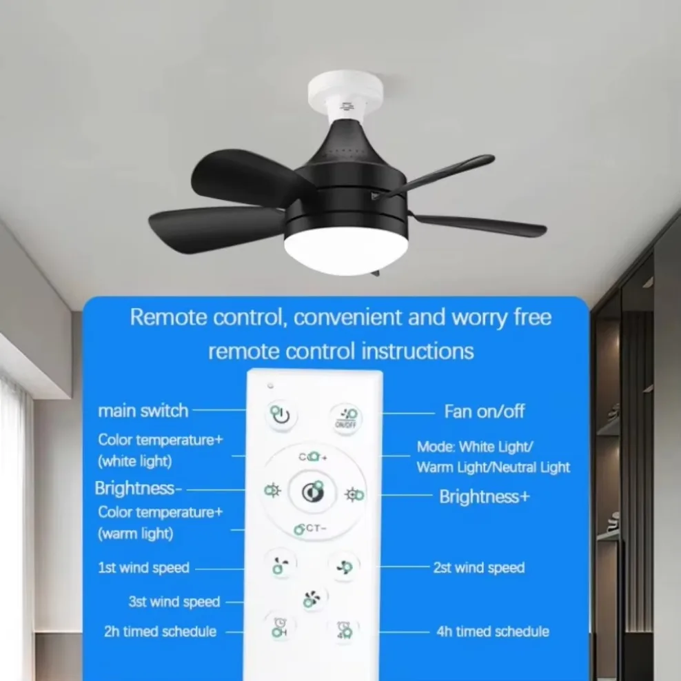 35W LED Ceiling Fan Light with Remote Dimming Function E27 LED Light Fan Intelligent Silent Ceiling Fan for Bedroom Living Room