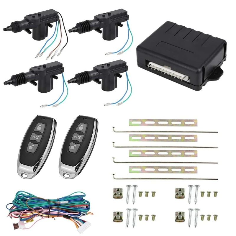 12V Universal Central Lock Car Remote Control Locking System Car Keyless Entry Kit Trunk Pop Door Lock with Actuator 4 Doors