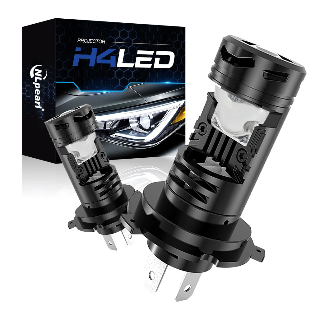 

NLpearl 2 шт. H4 светодиодный объектив проектора 9003 HIB2 Мини-объектив Автомобильная фара CSP Чип дальнего ближнего света 100 Вт Canbus Auto Turbo Light 12 В