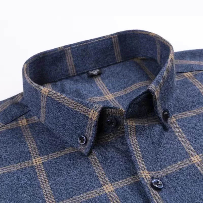 Pure Cotton Men\'s Plaid Shirt Long Sleeve Regular Fit Men Casual Oversized Shirt Leisure Autumn Spring Male Blouse New Plus Size