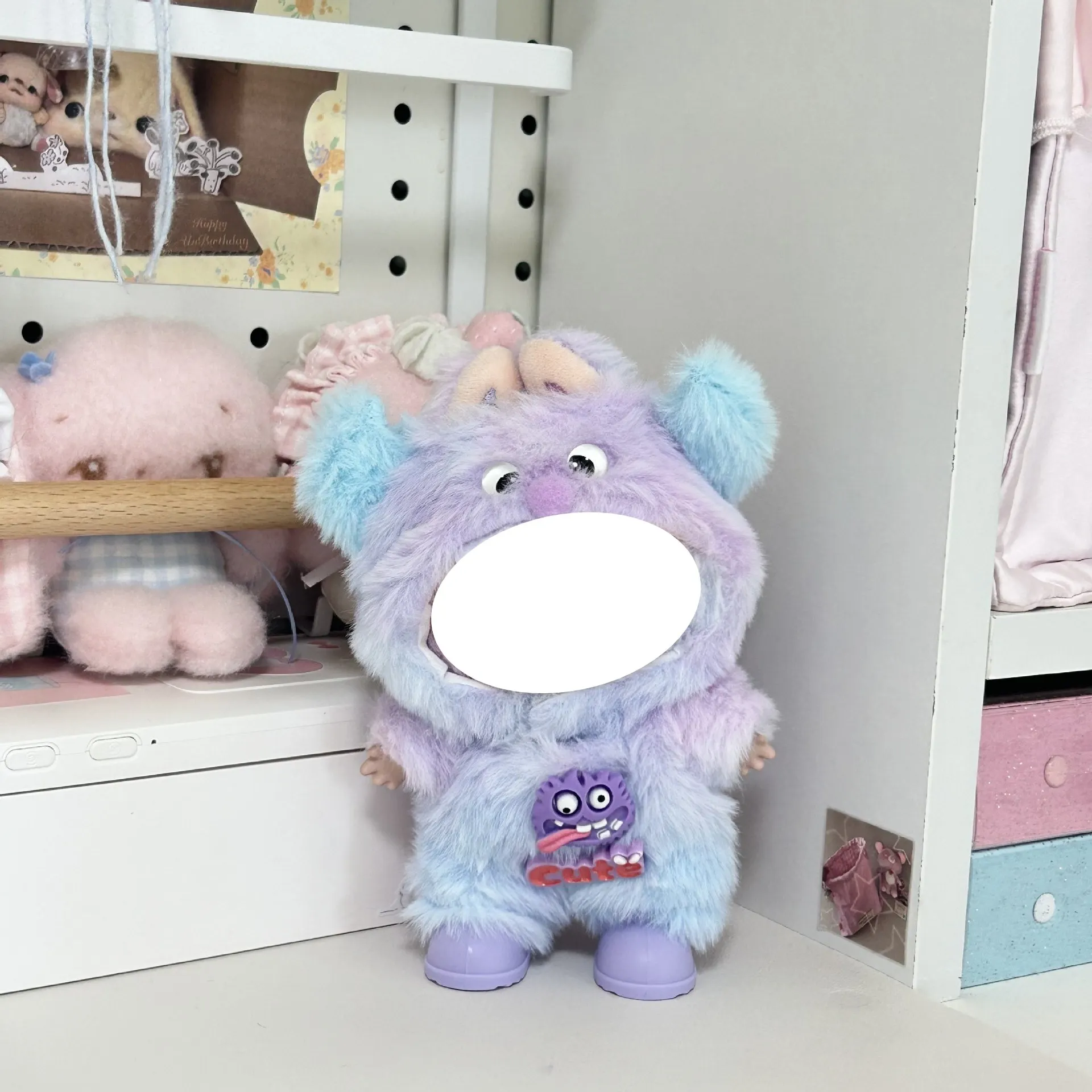 17cm Baby Clothes First, second and third generation purple Monster doll clothes set