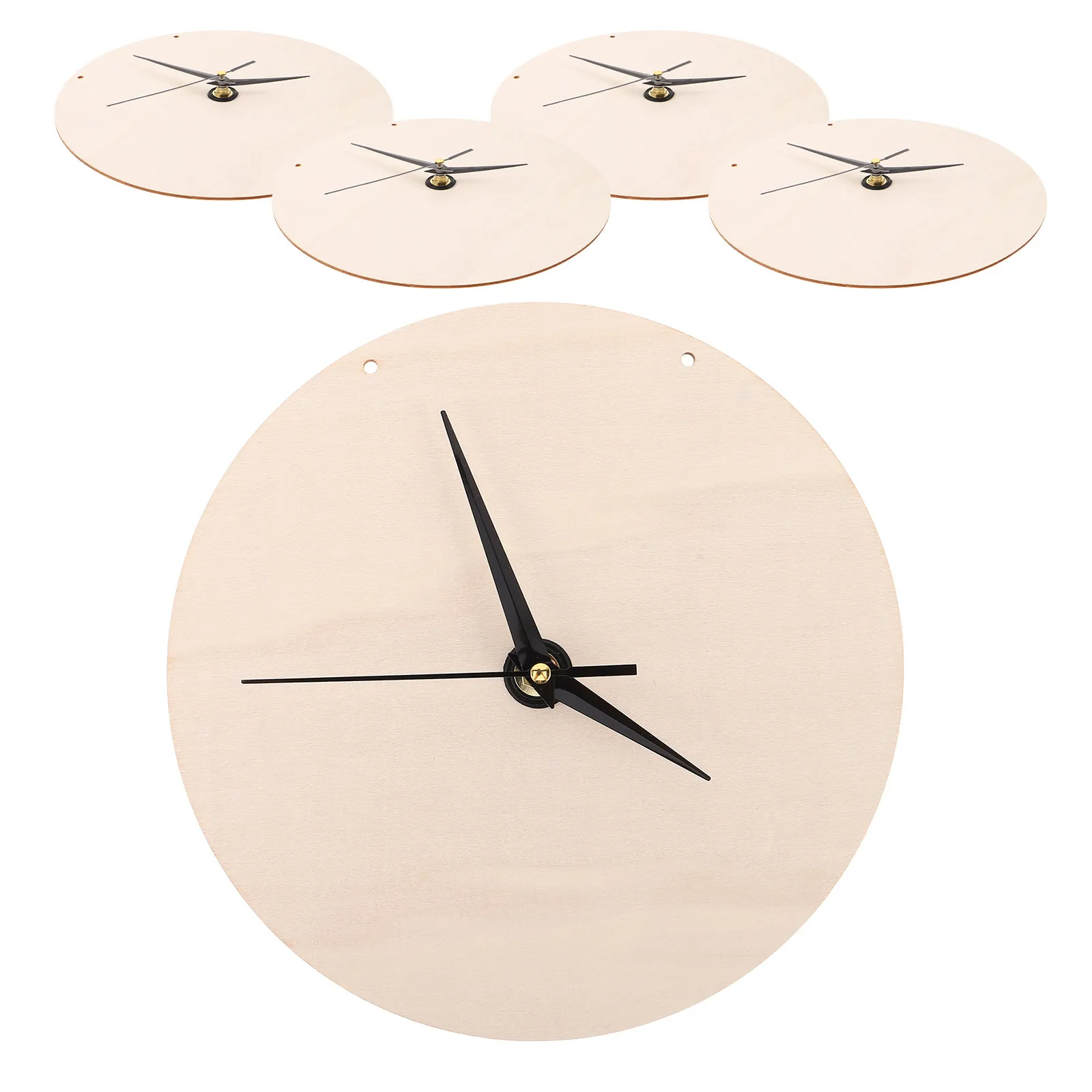 5Set Wood Clock Face Blank Round DIY Dial Replacement Painting Clock Board Kit Silent Movement for Kids Bedroom Decoration - view 3