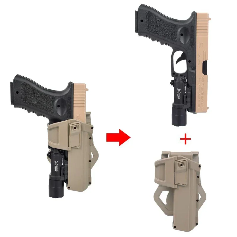 Funda táctica para pistola de mano derecha para Gen 1-4 Glock 17 19, con linterna X300, Airsoft Colt M1911, P320, funda de pistola con cinturón móvil