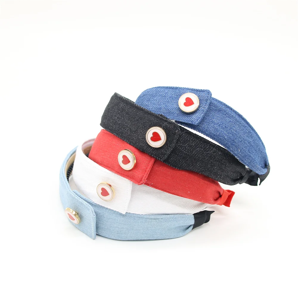 A25 Fashion washed denim sport Hairband Colorful Elastic Headband Hairbow Hair Accessorie