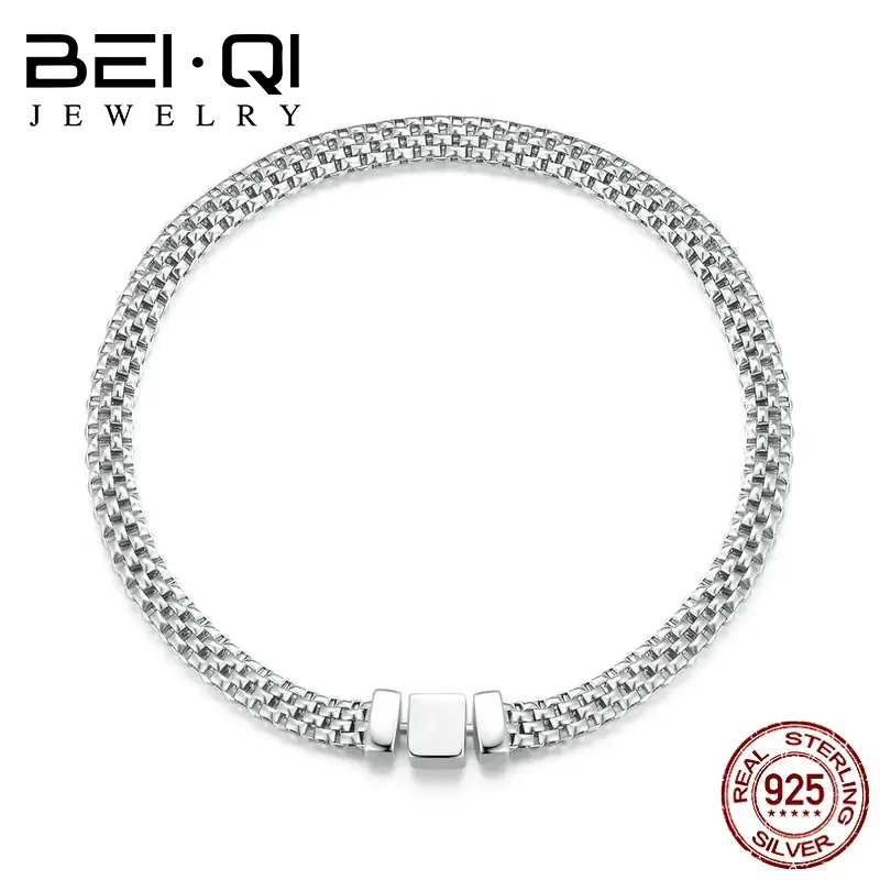 925 Sterling Silver Simple Knitted Mesh Bracelets  High Quality  Chain For Women Couple Fashion  Party Wedding Jewelry G