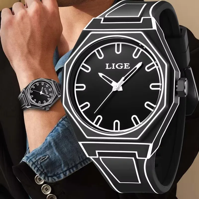 LIGE Kreative Naher Osten Arabisch Digital Quarz Herrenuhr Moderne Minimalistische Skizzieren Kreatives Design Wasserdichte Damenuhr