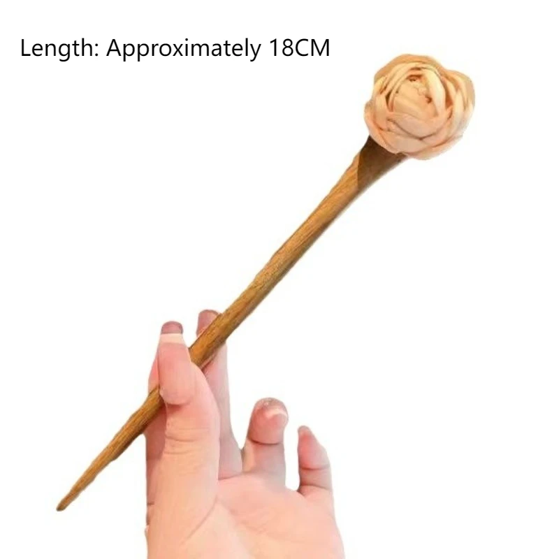 Flower Sandalwood Hairpin Retro Versatile Fashionable Hair Pin Ancient-Style Hanfu Hair Accessories Hair Chopsticks for Women
