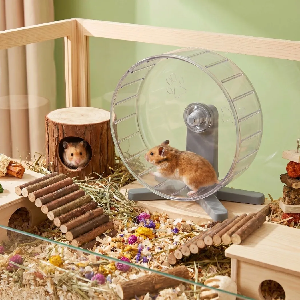 1 Stück geräuschloses Hamster-Laufrad, einfach zu zerlegen, transparentes Lauf- und Übungsrad, verbreitertes Kunststoff-Übungsrad für Haustiere ​. – Detail 2