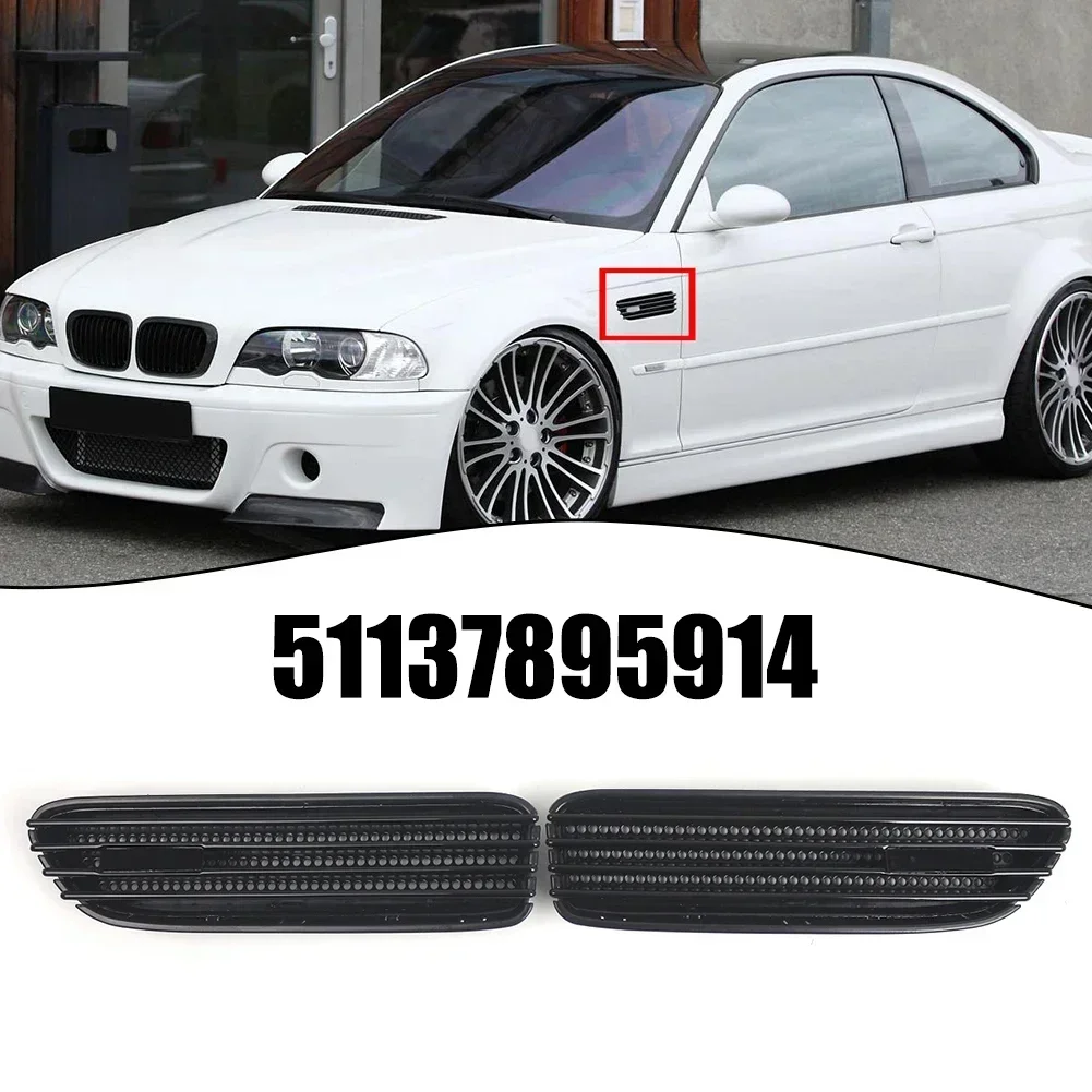 Car Front Side Grille Air Intake Fender Vents Grill Glossy Black Side Grill Fender Vent Grille For BMW E46 For M3 2001-2006