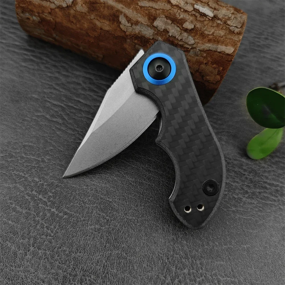 NEW 0022 Mini FoldingPocket Knife CPM-20CV Steel Blade Carbon Fiber Handle Bearings Portable Utility Knives Tactical EDC Tools