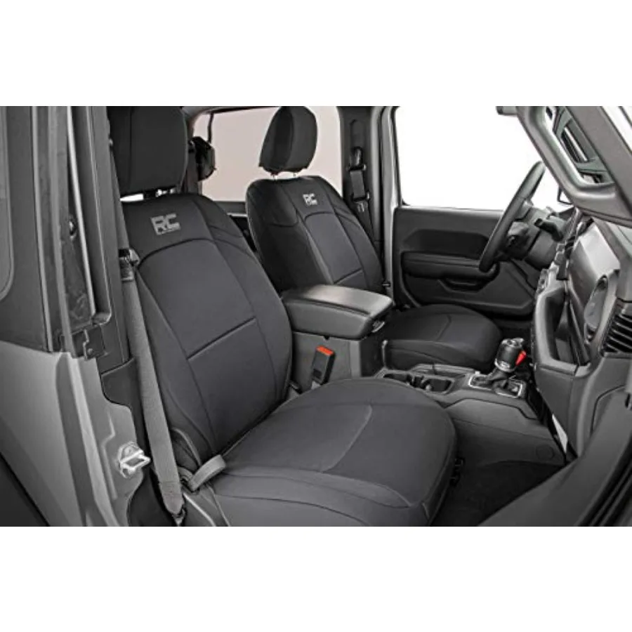 أغطية مقاعد النيوبرين لسيارة جيب رانجلر JK 4Door 2013-2018 مقاومة للماء والأشعة فوق البنفسجية رغوة مبطنة مجموعة غطاء المقعد الأمامي والخلفي