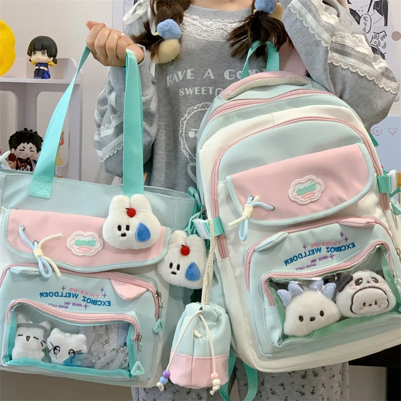 Contrast color desihngirls backpack Good lookingandlargecapacityschool backpack for girls Pain bag tote bagforwomenAgiftforagirl