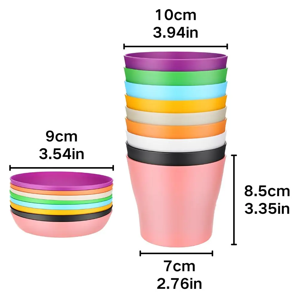 5/6/10pcs Random Color Plastic Plant Pot Drainage Tray Indoor Desk Flower Decor Vase YMY