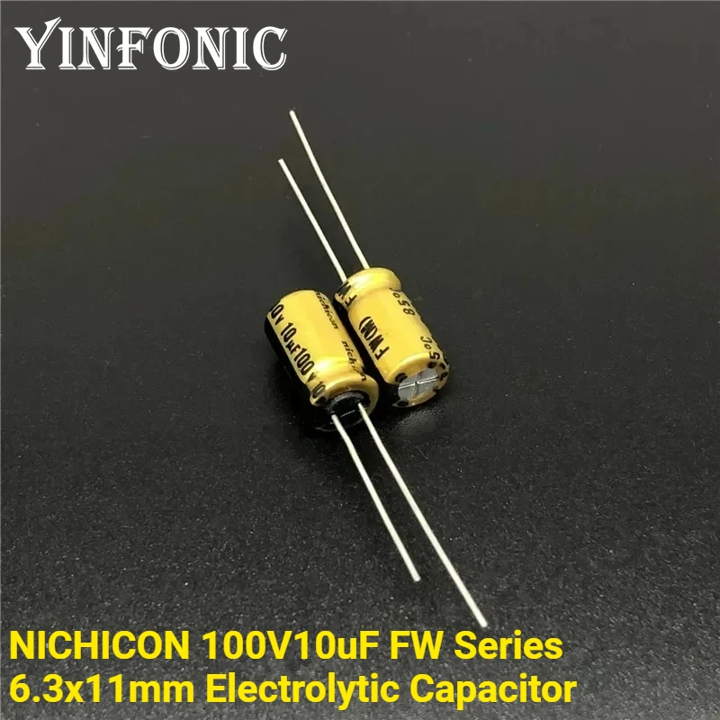 10 unidades/100 unidades NICHICON 100V10uF Série FW 6.3x11mm Áudio HiFi 10uF/100V Capacitor eletrolítico de alumínio