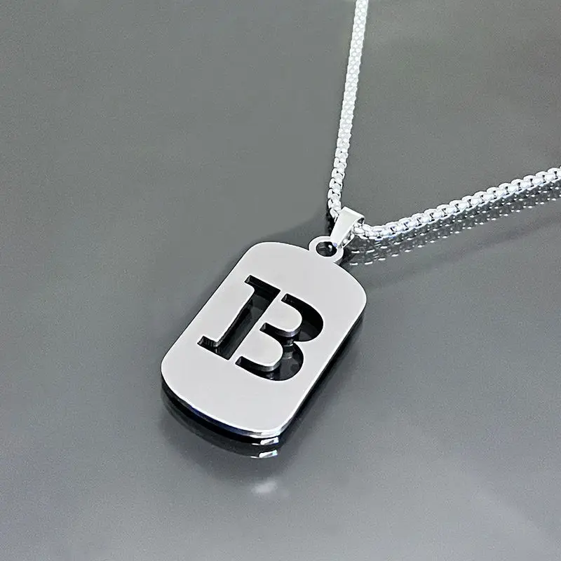 Fashion Punk Initial Tag Letter Stainless Steel Pendant Necklaces For Men Women Wholesale Jewelry lot