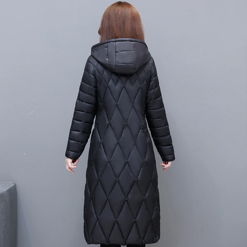 Middle Aged Women Winter Long Jacket Hooded 2022 New Casual Thicken Warm Cotton Padded Coat Female Parkas Winter Overcoat