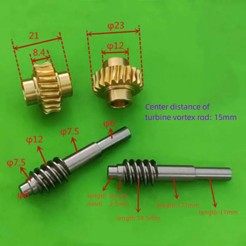 1M Copper Worm Gear + Stainless Steel Double-headed Worm 1:10 Self-locking Motor Accessories Gear