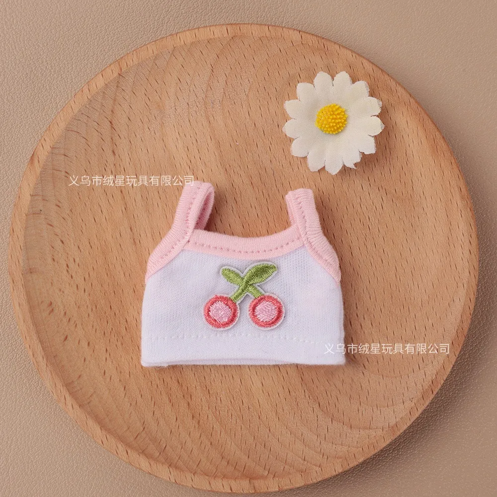 Cute Embroidery Strap Doll Tank Top Multicolor Mini Doll Vest Kawaii Plush Toy Outfit Sleeveless Stuffed Doll Clothes Accessorie