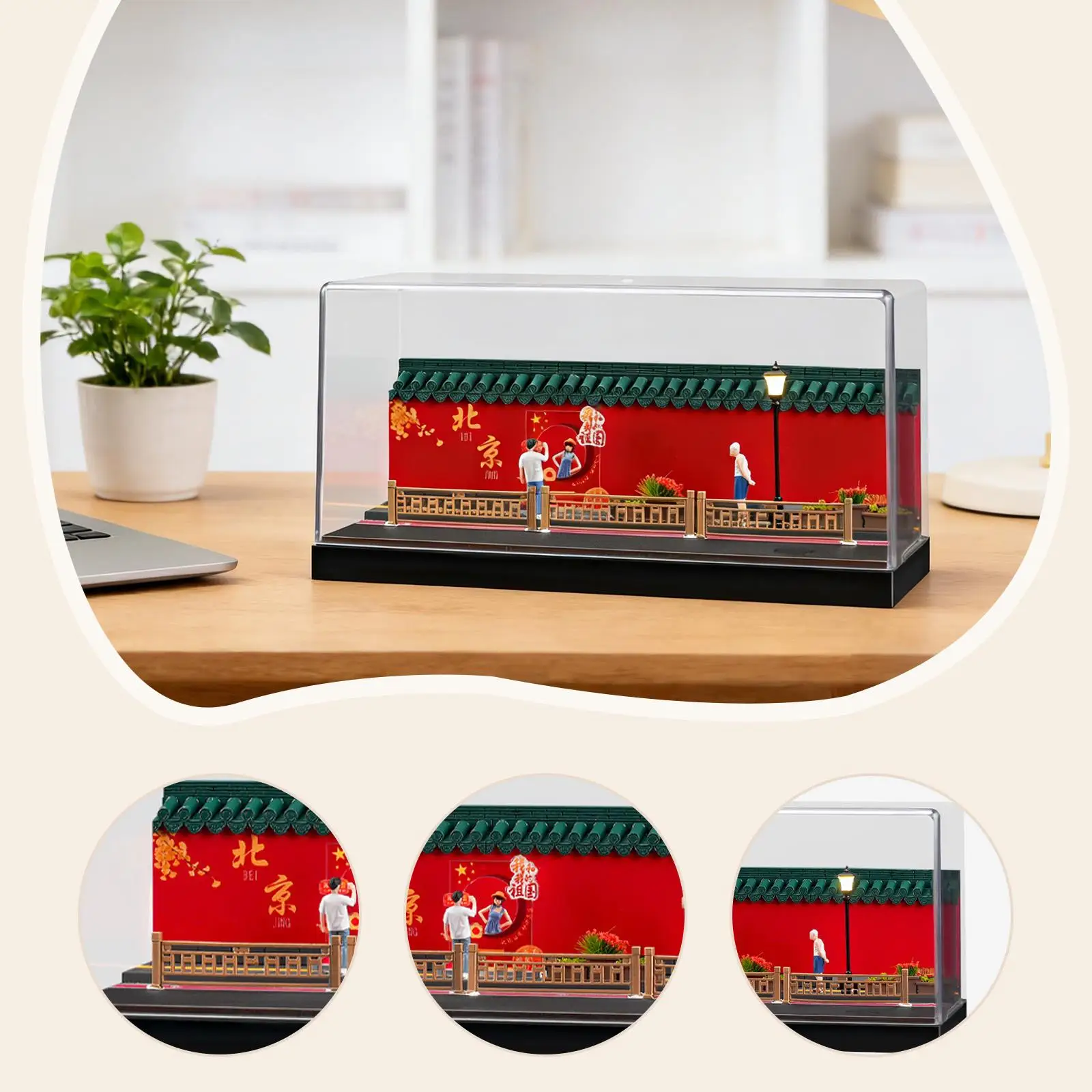 1/64 Model Car Display Case Background Vehicle Model Display Stand Diorama with Light