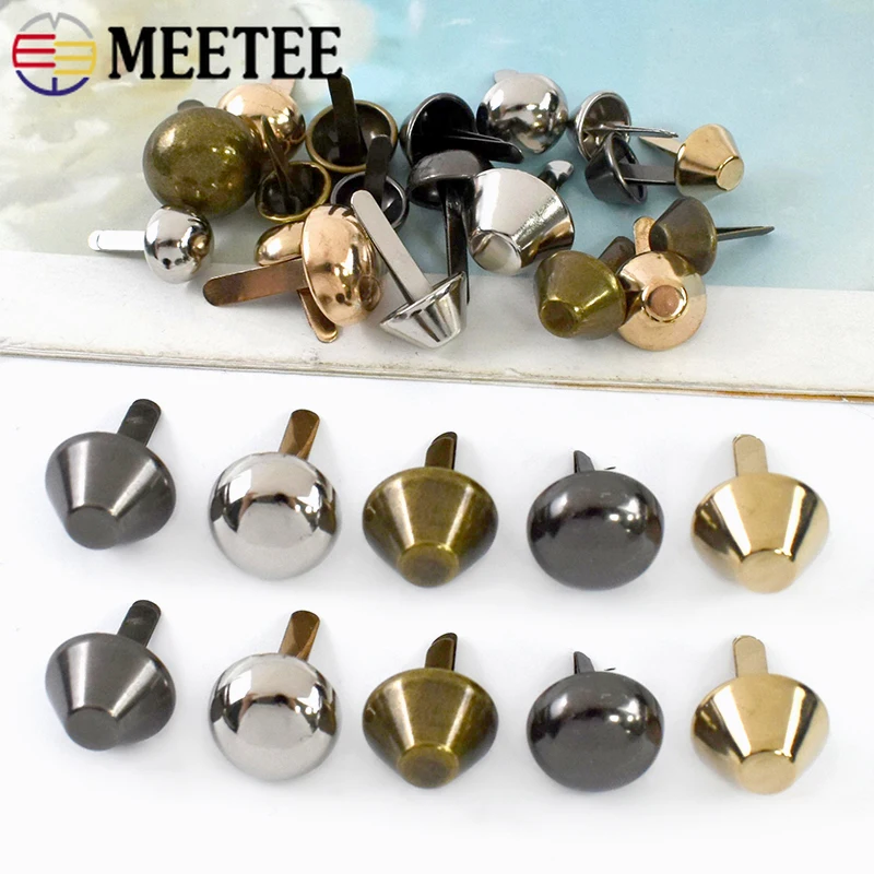 

100Pcs 10-15mm Bag Bottom Nails Rivet Metal Buckles Handbag Replace Studs Button Two-legged Rivets DIY Leather Craft Accessories