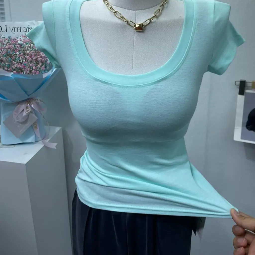 

Женская приталенная футболка с коротким рукавом, хлопковая футболка с круглым вырезом, красивый цвет, летний топ, повседневная куртка с большим принтом