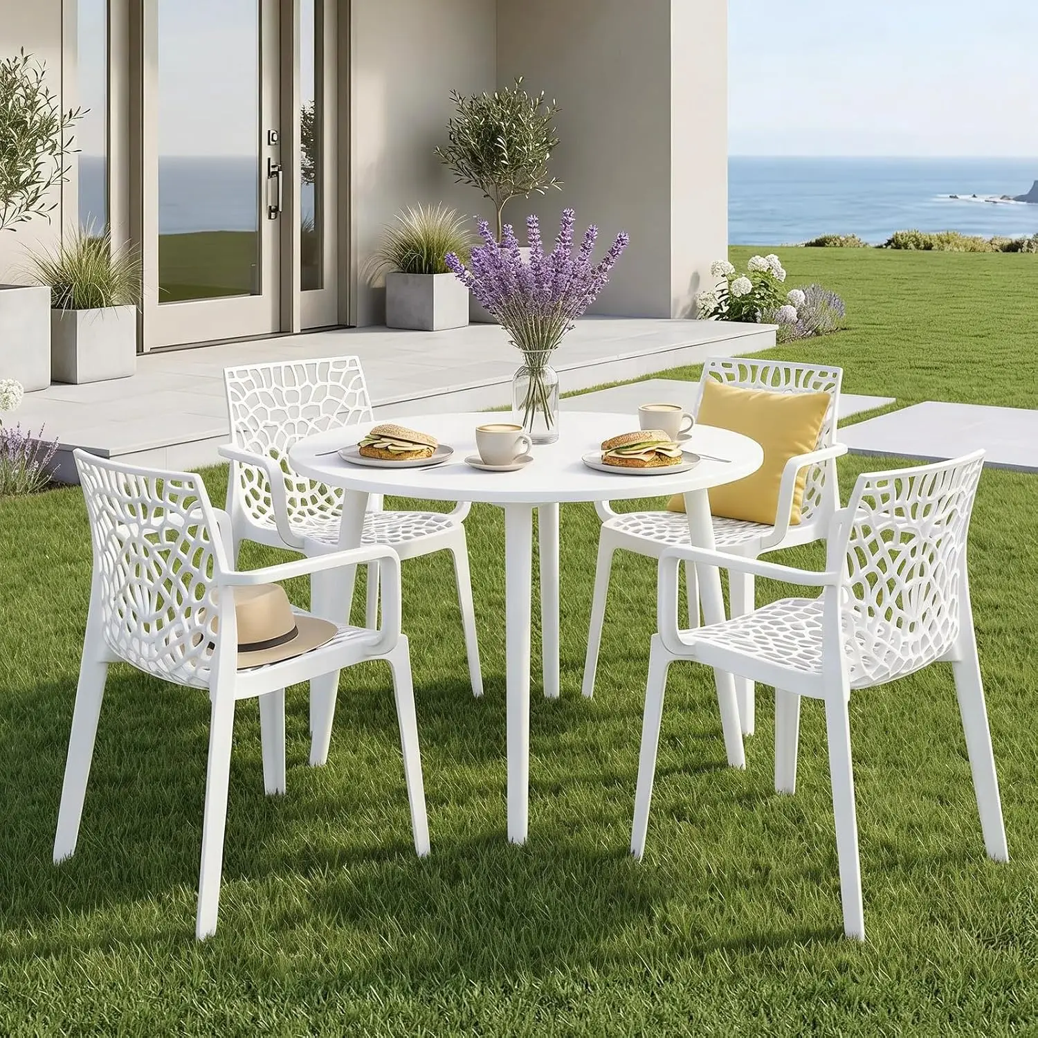 Outdoor Patio Chairs,Plastic Stackable Dining Chairs, All Weather, Customized