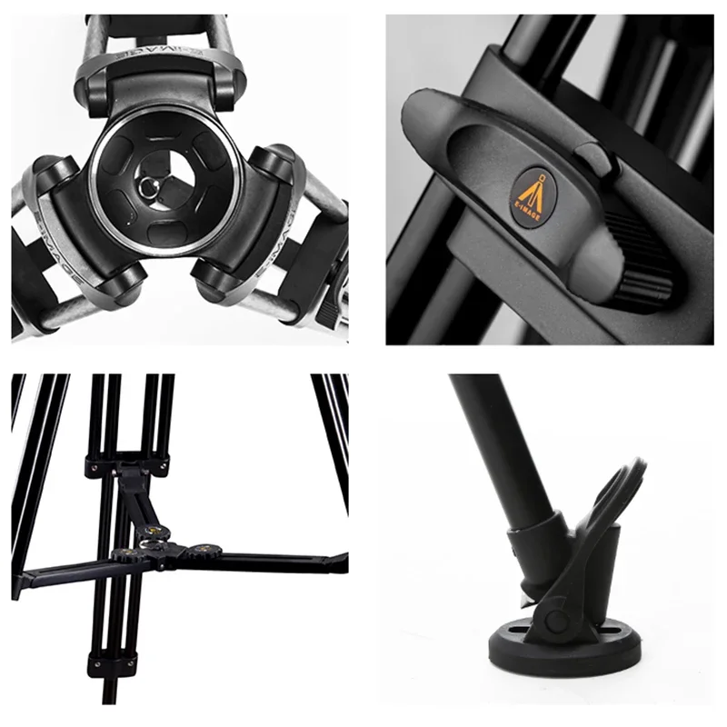 在庫ありE-IMAGE EG08C2 プロフェッショナル1.7m 2段式カーボンファイバーフリュードビデオ三脚、カメラ撮影用油圧ダンピングヘッド付き