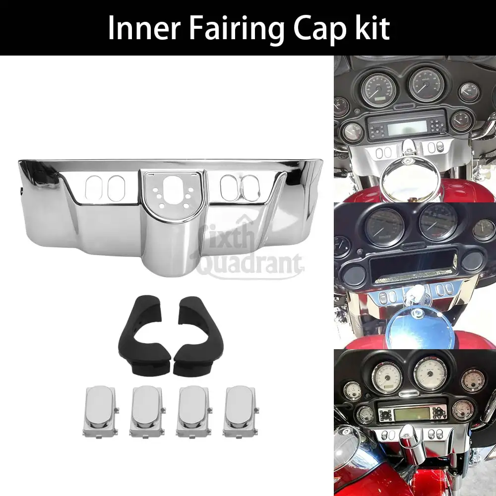 

Switch Panel Cover Accent Inner Fairing Cap Kit Chrome ABS Motorcycle For Harley Touring Electra Glide Standard FLHT/I 1996-2009
