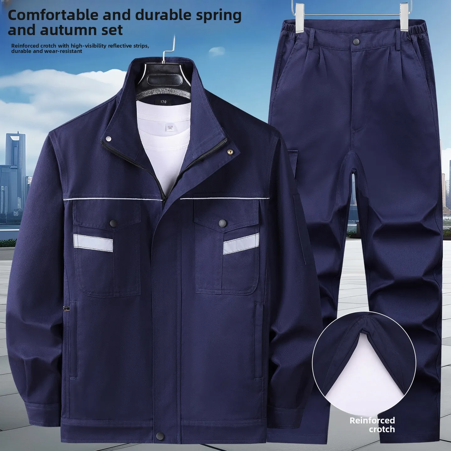 

Комплект рабочей формы из чистого хлопка для мужчин: весенне-осенний, устойчивый к сварке, для авторемонта, защитный рабочий костюм с длинными рукавами на молнии