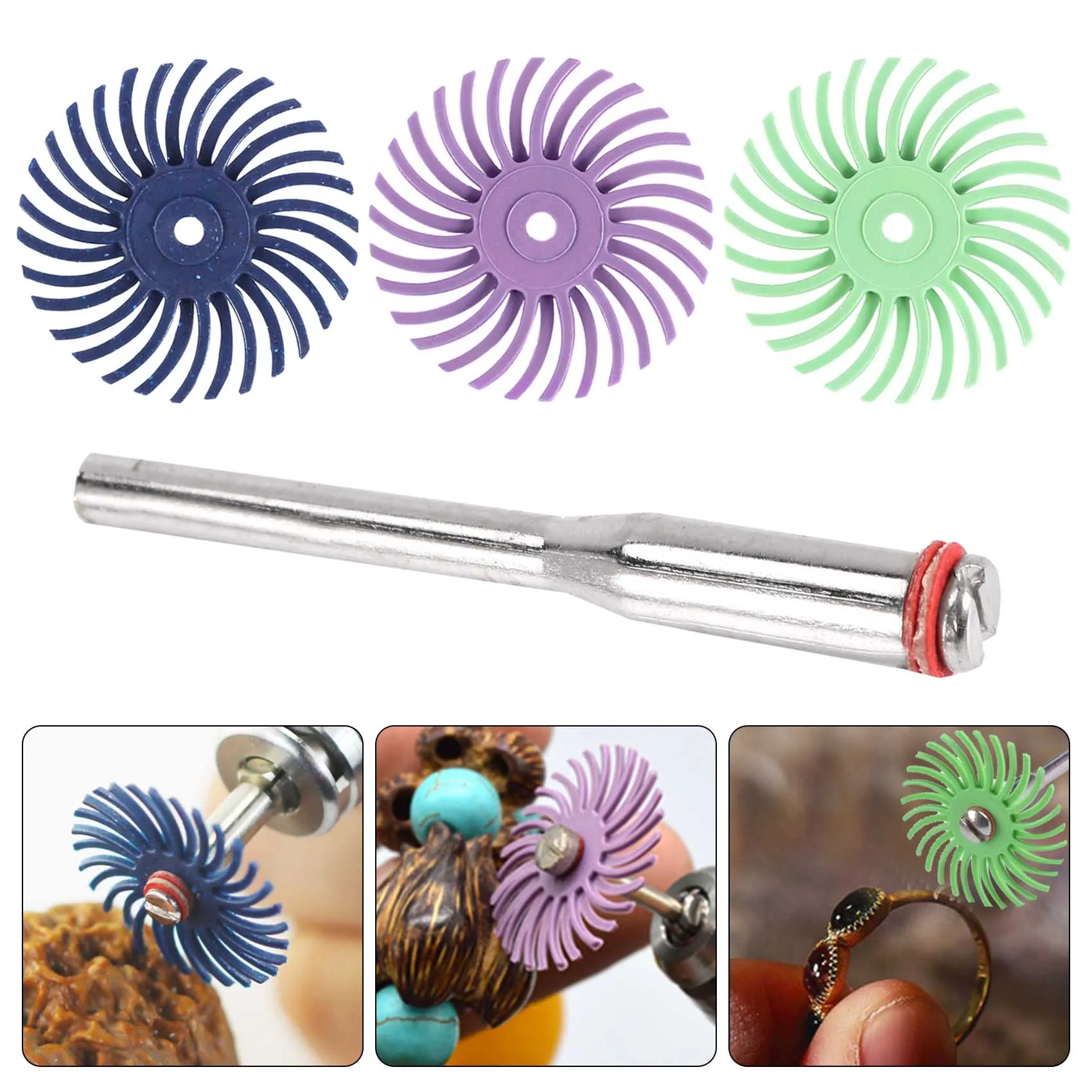 ABIY-50Pcs 1 Inch Radial Bristle Disc Kit Abrasive Brush 3mm Shank Detail Polishing Wheel for Rotary Tool Accessories