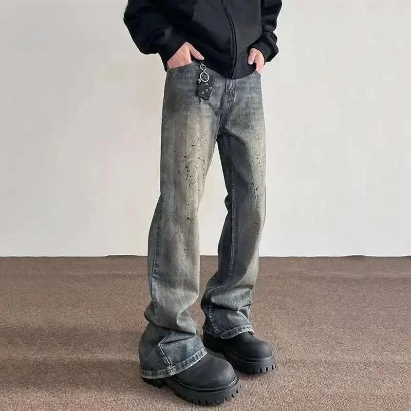 

IEFB Мужские джинсы American Sle High Street с завышенной талией, невращающиеся повседневные джинсы из нейлонового волокна с нейтральными завязками