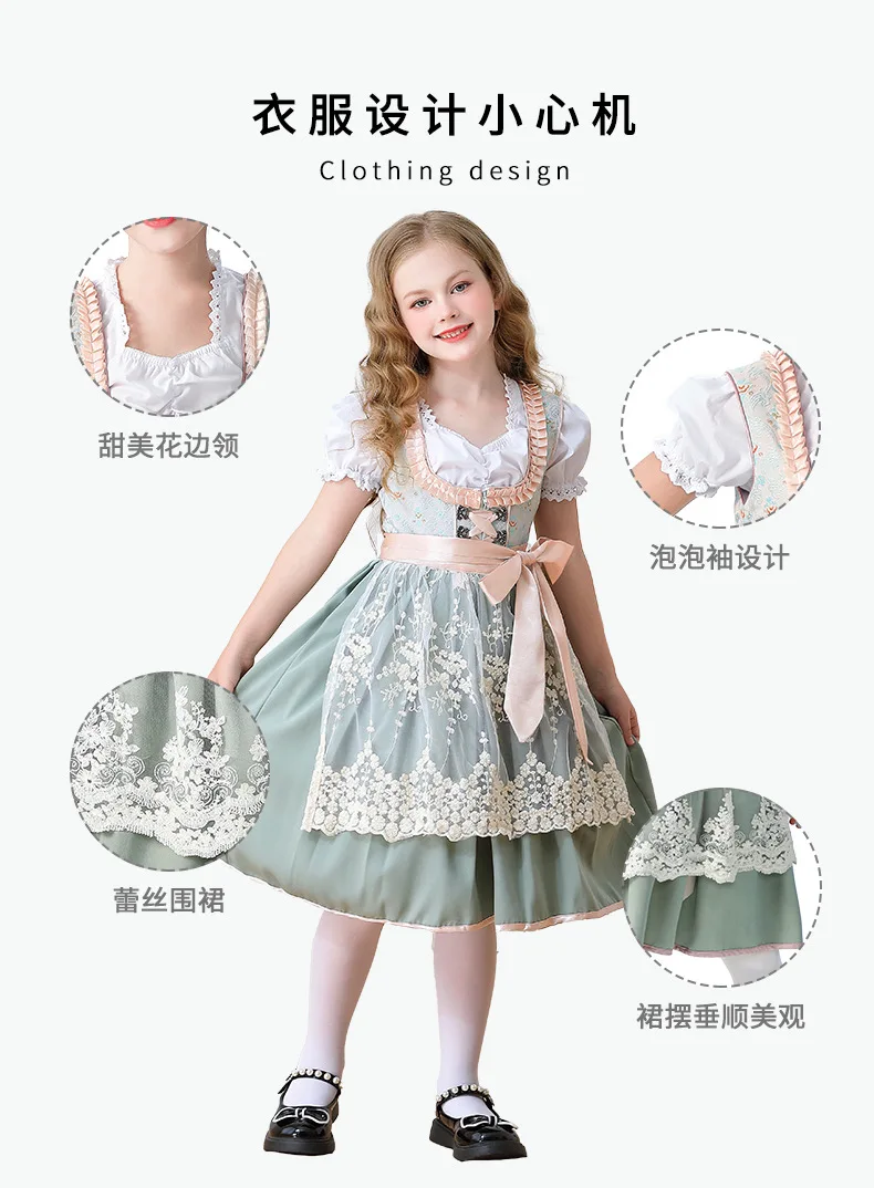 Deutsches Oktoberfest München Farm Girl Süßes Niedliches Kleid Karneval Kinderkleidung Dienstmädchen Kinderkleidung Auftrittskostüm – Detail 7