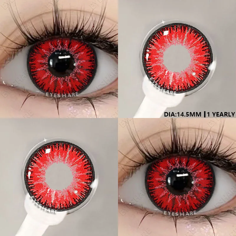 EYESHARE 1pair Colored Contact Lenses For Eyes Cosplay Red Eye Lenses Blue Pupils Lens Purple Lenses Yearly Colorful Lens Eye