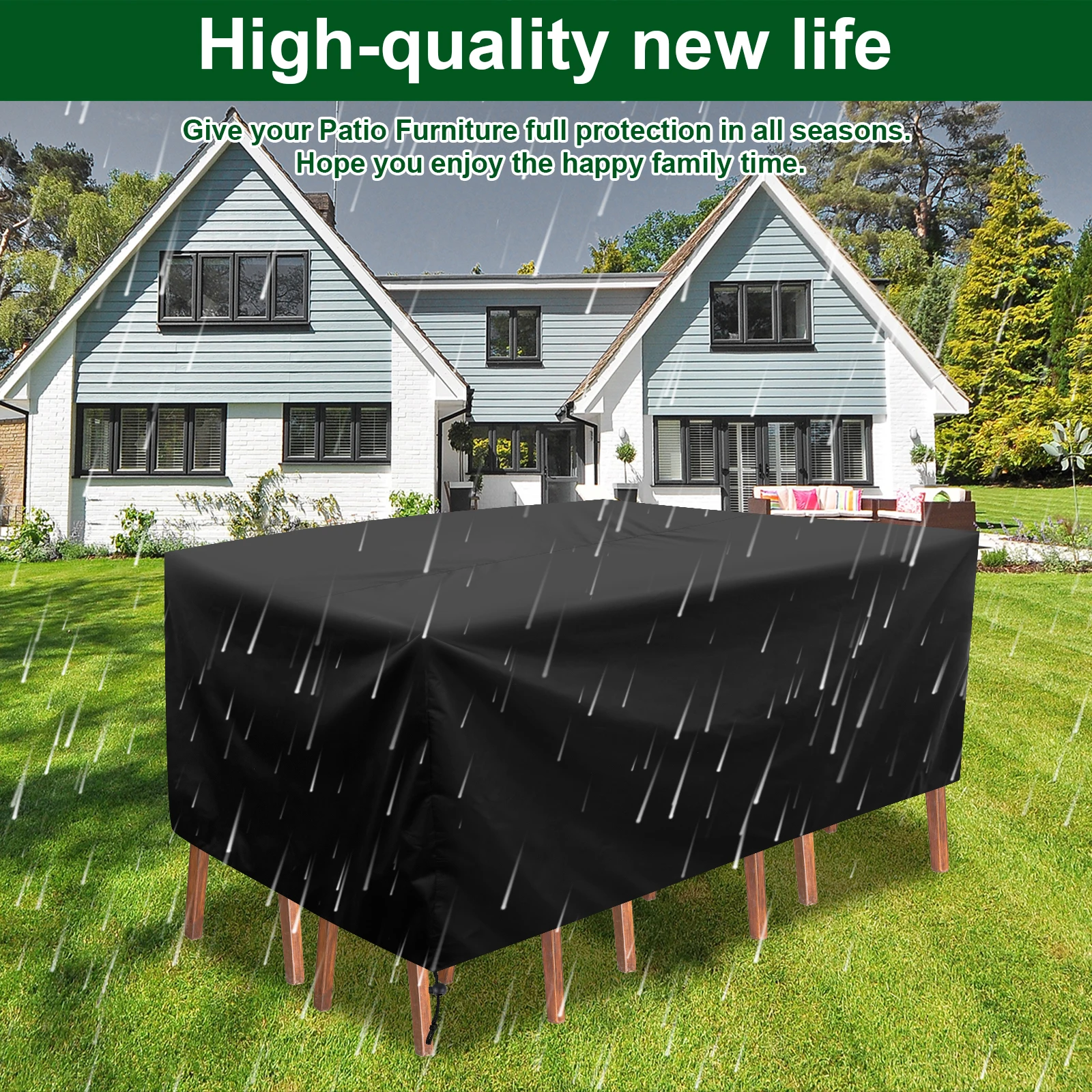 Waterproof Garden Furniture Cover Anti-Dust Outdoor Patio Oxford Cloth Table Chair Covers Rectangular Wind-Proof Yard Sofa Cover