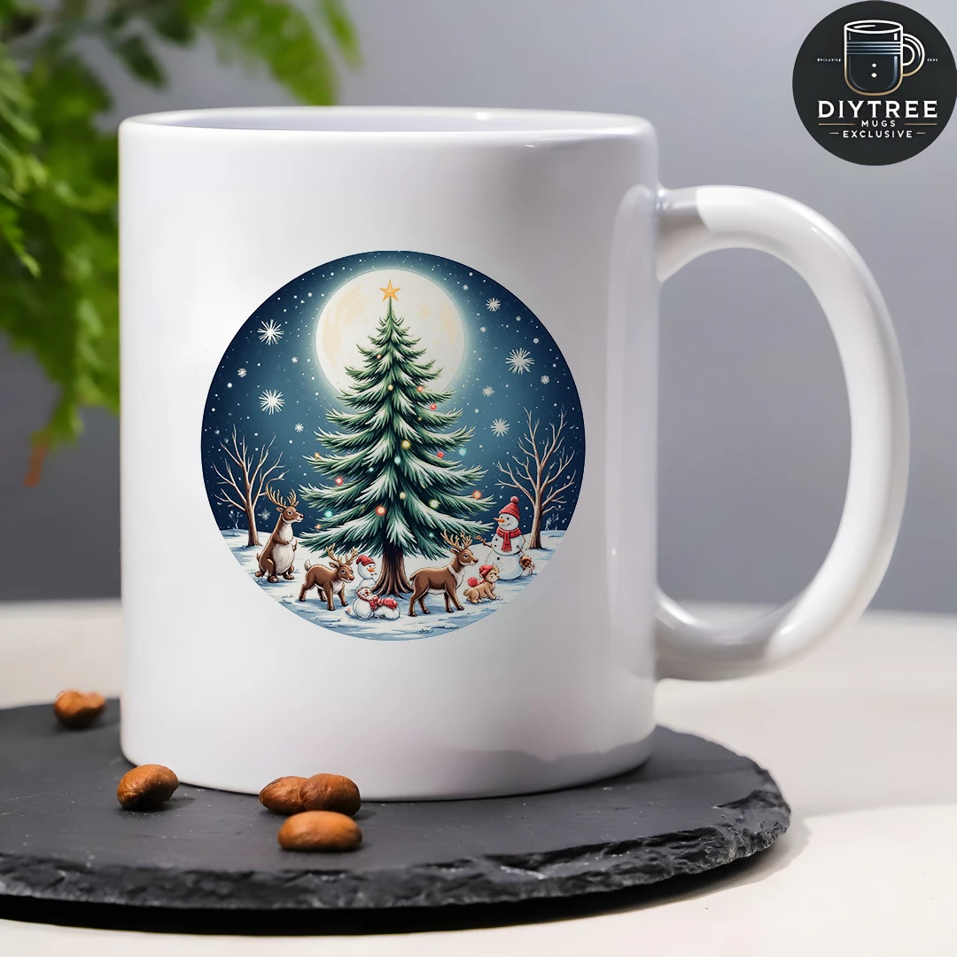 كوب 11 أونصة + تخصيص توضيحي احتفالي + كوب للأطفال بطابع عيد الميلاد كوب قهوة للمكتب العائلي هدية عيد الميلاد الأساسية #4