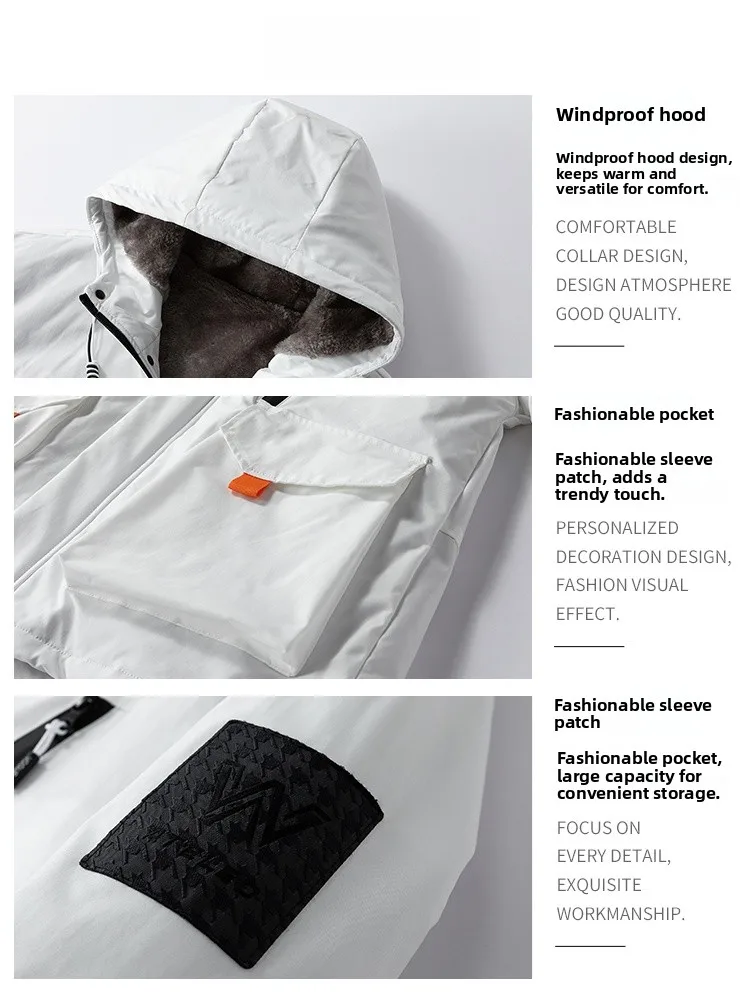 

Men's Jaet 2024 Winter New Simple Thiened Basic Sle Cold-resistant Outerwear Casual Youth Mountain Series Coat